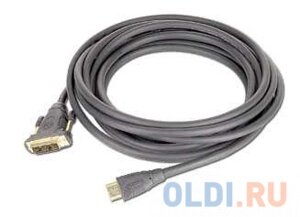 Кабель HDMI - DVI 19M/19M Single Link GembirdCabelexpert 1.8м, черный, позол. разъемы, экран, пакет CC-HDMI-DVI-6