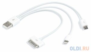 Кабель USB Apple 30-pin Lightning microUSB 0.2м .NoBrand круглый белый
