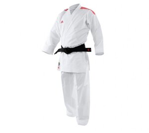 Кимоно для карате AdiLight Primegreen WKF белое с красными полосками