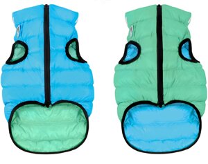 Комбинезон для собак AiryVest Курточка двухсторонняя светящаяся Lumi салатово-голубая 25 унисекс нейлон xs