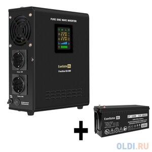 Комплект ИБП EX295995RUS + батарея 200Aч EX282991RUS 1шт (инвертор, синус, для котла, настенный) ExeGate FineSine SX-500. LCD. AVR. 2SH 500VA/300W, ч