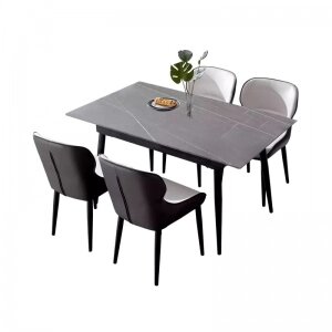 Комплект обеденной мебели Стол 1.6 м и 4 стула Xiaomi 8H Jun Rock Board Dining Table and Four Chairs Grey/Beige (YB1+YB3)