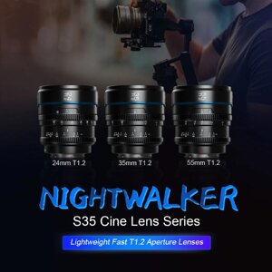 Комплект объективов Sirui Nightwalker 24/35/55mm T1.2 S35 RF-mount Серый MS-3SRG