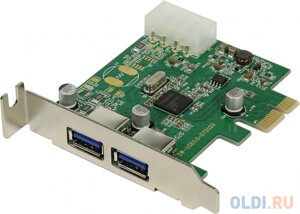 Контроллер ORIENT NC-3U2PELP, PCI-E USB 3.0 2ext port Low Profile, NEC D720200 chipset, разъем доп. питания, oem (PCI 6xCOM, Moschip 9865) OEM