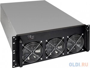 Корпус для майнинга ExeGate Pro 6-650 без БП, 2*USB, 6*fan 120мм, места под: 6 видеокарт, 1 БП, RM 4U