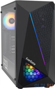 Корпус Miditower ExeGate EVO-8225-NPX700 (ATX, БП 700NPX с вент. 12см, 2*USB+1*USB3.0, черный, 2 вент. с RGB подсветкой и полоса на передней панели, б