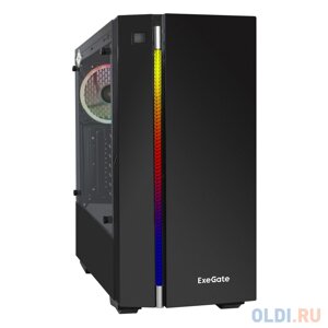 Корпус Miditower ExeGate EVO-9201-NPX500 (ATX, БП 500NPX с вент. 12см, с окном, 2*USB+1*USB3.0, HD аудио, черный, 1 вент. с RGB подсветкой)