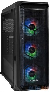 Корпус Miditower ExeGate i3 NEO-NPX500 (ATX, NPX500 12см, 2*USB+1*USB3.0, HD аудио, черный, 3 вент. 12см с RGB подсветкой, контроллер + ПДУ, ARGB MB к