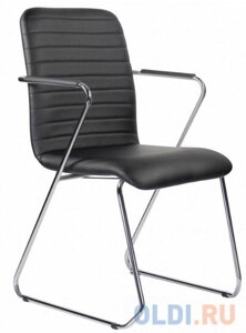 Кресло для приемных и переговорных BRABIX Visit CF-101, хром, экокожа, черное, 532559