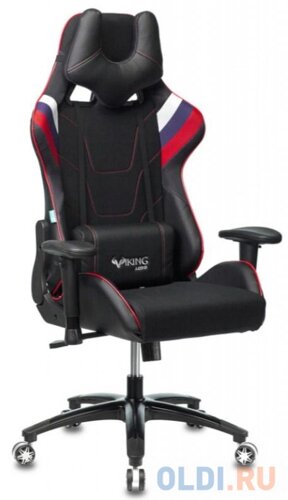 Кресло игровое Бюрократ VIKING 4 AERO RUS две подушки белый/синий/красный черный искусст. кожа/ткань