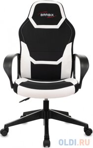 Кресло компьютерное BRABIX Alpha GM-018, ткань/экокожа, черное/белое, 532640, GM-018_532640
