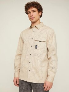 Куртка-рубашка из хлопка с принтом и длинным рукавом