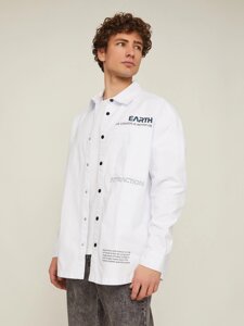 Куртка-рубашка из хлопка с принтом на спине