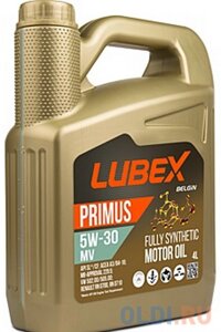 L034-1324-0404 LUBEX синт. мот. масло primus MV 5W-30 CF/SL A3/B4 (4л)