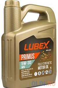 L034-1324-0405 LUBEX синт. мот. масло primus MV 5W-30 CF/SL A3/B4 (5л)