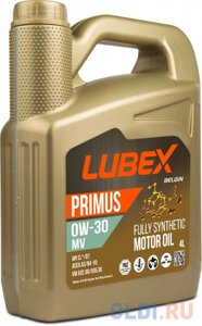 L034-1619-0404 LUBEX синт-ое мот. масло primus MV 0W-30 CF/SL A3/B4 (4л)