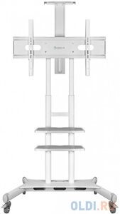 Мобильная стойка ONKRON на 1 ТВ/ 55-80 от 200х200 до 800х500, макс нагр 90,9кг, портретная/альбомная ориентация, высота 1050-1650мм, белая