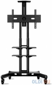Мобильная стойка ONKRON TS1552 на 1 ТВ/ 32-65 от 200х200 до 400х600 регулировка полок по высоте колесики с блокировкой черная