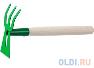 Мотыга-рыхлитель РОСТОК 39627 с деревянной ручкой. лопатка+3 зуба гнутая