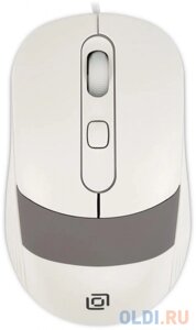 Мышь Oklick 310M, оптическая, проводная, USB, белый и серый [1869103]