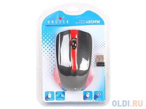 Мышь Oklick 485MW black/red optical (1200dpi) cordless USB (2but)