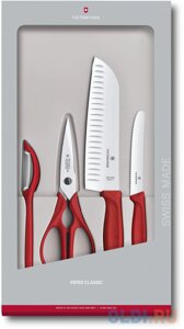 Набор ножей кухон. Victorinox Swiss Classic Kitchen (6.7131.4G) компл. 4шт красный подар. коробка