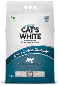 Наполнитель Cats White Active Carbon Granules с гранулами активированного угля комкующийся бентонит 8,5кг 10 л