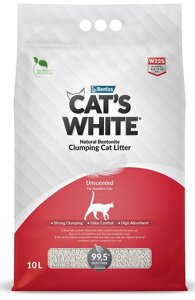 Наполнитель Cats White Natural натуральный без ароматизатора комкующийся бентонит 8,5кг 10 л