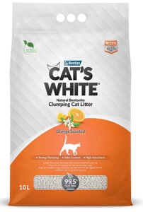 Наполнитель Cats White Orange с ароматом апельсина комкующийся бентонит 8,5кг 10 л