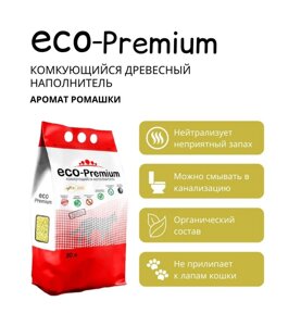 Наполнитель ECO Premium Ромашка комкующийся древесный ромашка 1,9кг 5 л