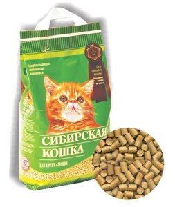 Наполнитель Сибирская Кошка Лесной для котят впитывающий древесный без запаха 2,5кг 3 л