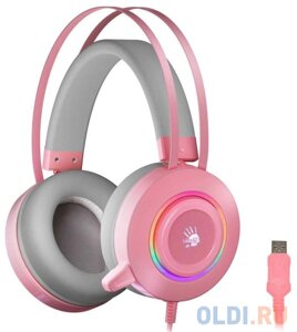 Наушники с микрофоном A4 Bloody G521 розовый 2.3м мониторные USB оголовье (G521 ( PINK