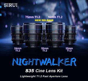 Объектив Sirui Nightwalker 16mm T1.2 S35 Micro 4/3 Чёрный MS16M-B