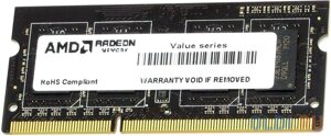 Оперативная память для ноутбука AMD R3 Value Series Black SO-DIMM 8Gb DDR3 1333 MHz R338G1339S2S-U