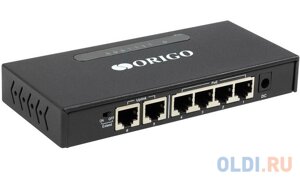 ORIGO OS1206P/A1A Неуправляемый PoE-коммутатор 4x100Base-TX PoE+2x100Base-TX, PoE-бюджет 60 Вт, корпус металл