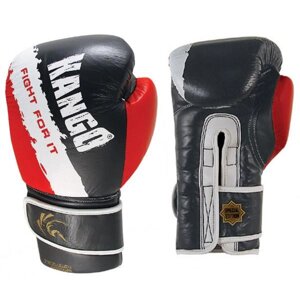 Перчатки боксерские Kango BAK-025 Black/Red/White Буйволиная кожа, 10 унций