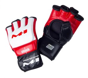 Перчатки для смешанных единоборств M1 Global Official Fight Gloves бело-красно-черные
