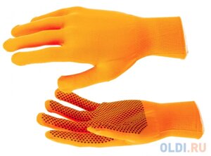 Перчатки нейлон, ПВХ точка, 13 класс, оранжевые, XL Россия