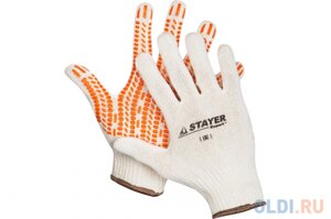 Перчатки STAYER EXPERT трикотажные с защитой от скольжения, 10 класс, х/б, L-XL [11401-XL]