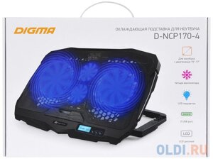 Подставка для ноутбука Digma D-NCP170-4 17390x280x28мм 2xUSB 4x 70/125ммFAN 750г черный