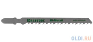 Полотна KRAFTOOL, T144DF, для эл/лобзика, Bi-Metall, по дереву, фанере, быстрый рез, EU-хвост., шаг 4мм, 75мм, 2шт