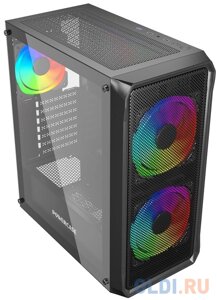 Powercase mistral edge SE, tempered glass, 2x 140mm ARGB PWM+1x 120mm ARGB PWM, чёрный, ATX (CMSEB-A3)