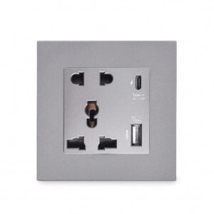 Розетка yousmart wall socket 5 PINS USB-A type-C grey (Y1-F01)