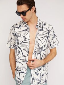Рубашка из хлопка с тропическим принтом