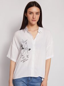 Рубашка из вискозы с коротким рукавом и принтом