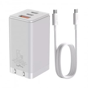 Сетевое зарядное устройство Xiaomi Baseus GaN3 Pro Quick Charger 2C+U 65W CH White (CCGAN65UC)