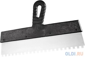 Шпатель из нержавеющей стали, 200 мм, зуб 6х6 мм, пластмассовая ручка Сибртех