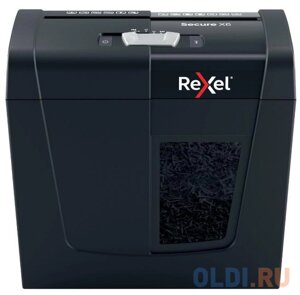 Шредер Rexel SECURE X6 EU черный (секр. P-4)/фрагменты/6лист. 10лтр. скрепки/скобы