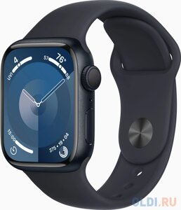 Смарт-часы Apple Watch Series 9 A2978 41мм корп. темная ночь Sport Band рем. темная ночь разм. брасл. M/L (MR8X3ZP/A)