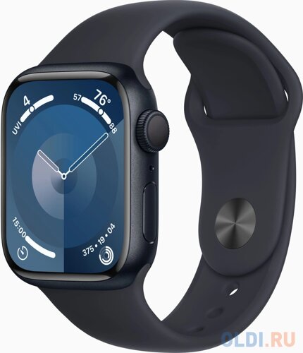 Смарт-часы Apple Watch Series 9 A2978 41мм OLED корп. темная ночь Sport Band рем. темная ночь разм. брасл. 150-200мм (MR8X3LL/A)